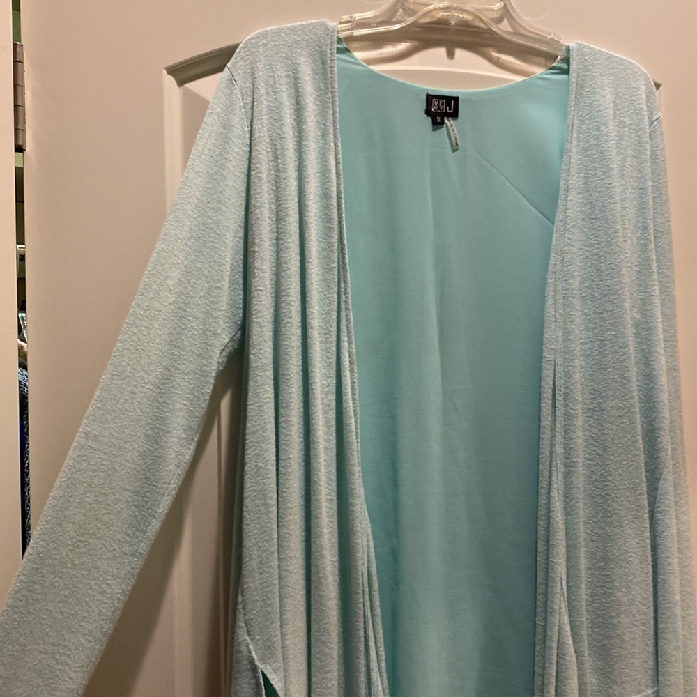 Open front cardigan. Light aqua color. Womens size M.